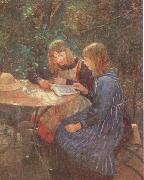 Fritz von Uhde Two daughters in the garden china oil painting artist